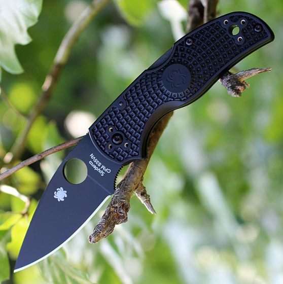 NATIVE 5--LIGHTWEIGHT BLACK HANDLE/BLACK BLADE/PLAIN EDGE